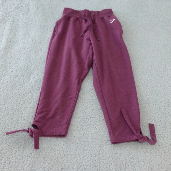 Gymshark Sweatpants Womens Small Capri Cropped Purple Gym Drawstring - Picture 1 of 10